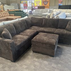 Brown Comfy Sectional Couch 