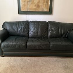 Leather Sofa + Pull-Out Sleeper Couch – Comfortable, 