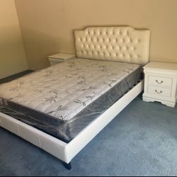 Cama Queen Blanca Con Colchon.  