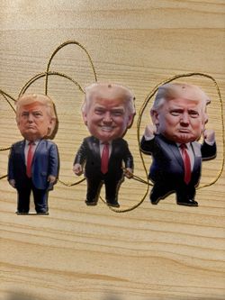 3 Trump Acrylic  2 Sided Ornaments, rearview mirror, hang on purse, or keychain