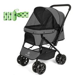 Wedyvko Pet Strollers with Reversible Handle for Small Medium Dogs with Mesh Windows, Removable Liner