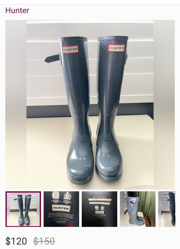 Hunter Original Tall Grey Waterproof Boots