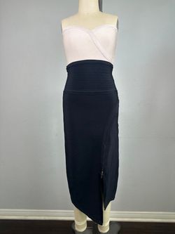 Bebe Strapless Midi Dress Colorblock Zipper Ruched Size Xs