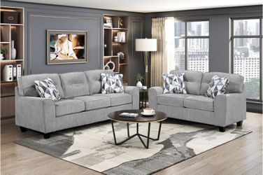 Sofa and Loveseat Grey Chenille fabric, New Especial price 