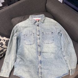 Supreme Faux Shearling Lined Denim Washed Indigo