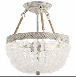 Coastal Semi-Flush Ceiling Light with Sea Glass