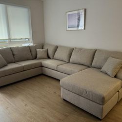 Beige Sectional Couch With Chaise Delivery Available 