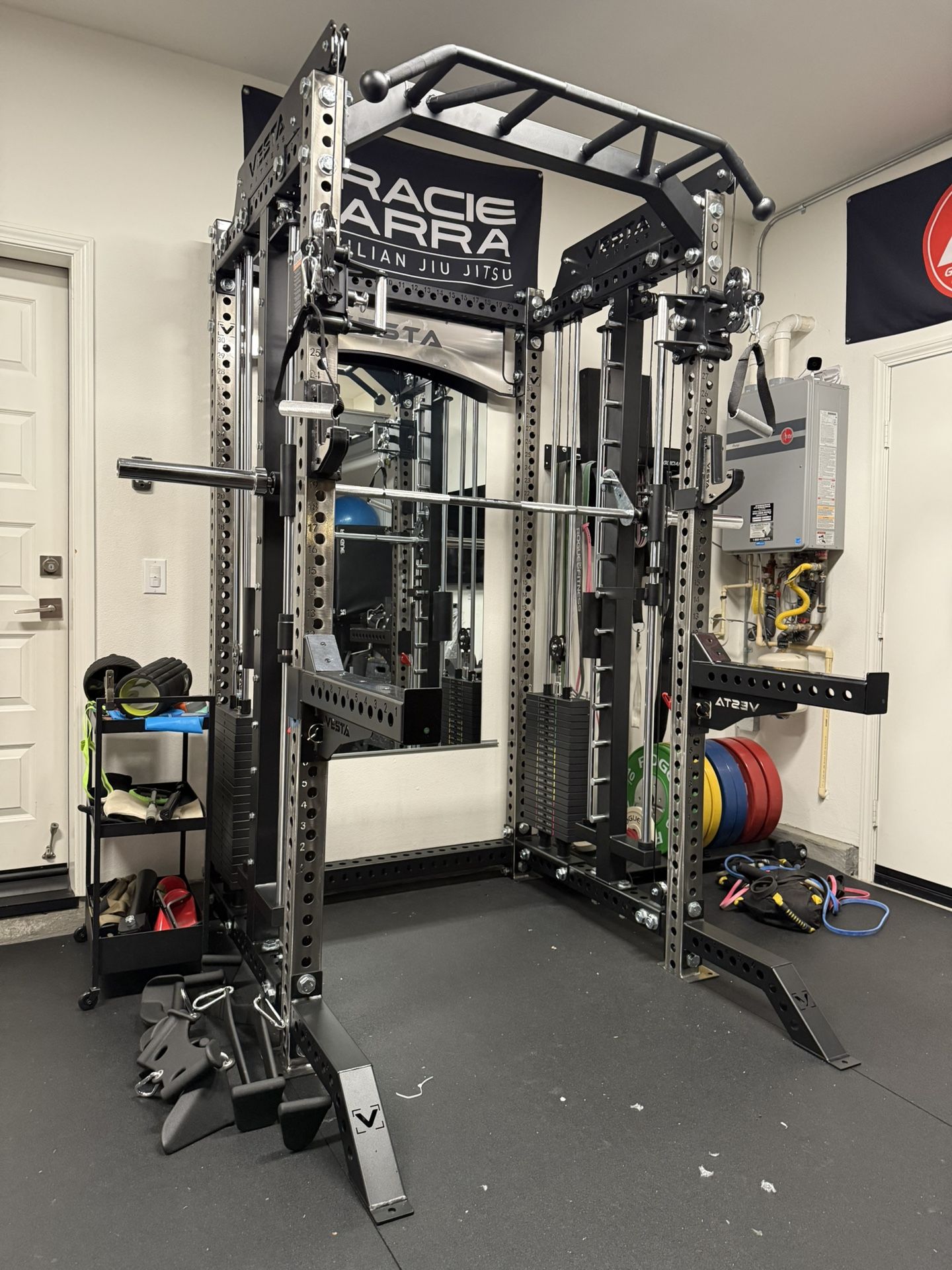 PRO SERIES Ultimate 3-1 Half Rack Functional Trainer w/Smith Machine Bar | 400lb Stack | Gym Equipment | Fitness | Commercial | Squat Rack