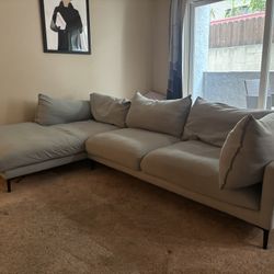 Huge Sectional Light Blue Couch w/ Chaise | Oliver Space Pelli Sectional