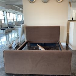 New Dark brown Queen size fabric upholstered platform bed