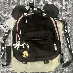 New In Bag W/tags. ZARA/ BLACK W/PINK TRIM/ MICKEY MOUSE BACKPACK/ INFANT/TODDLER/YOUNG CHILD BAG