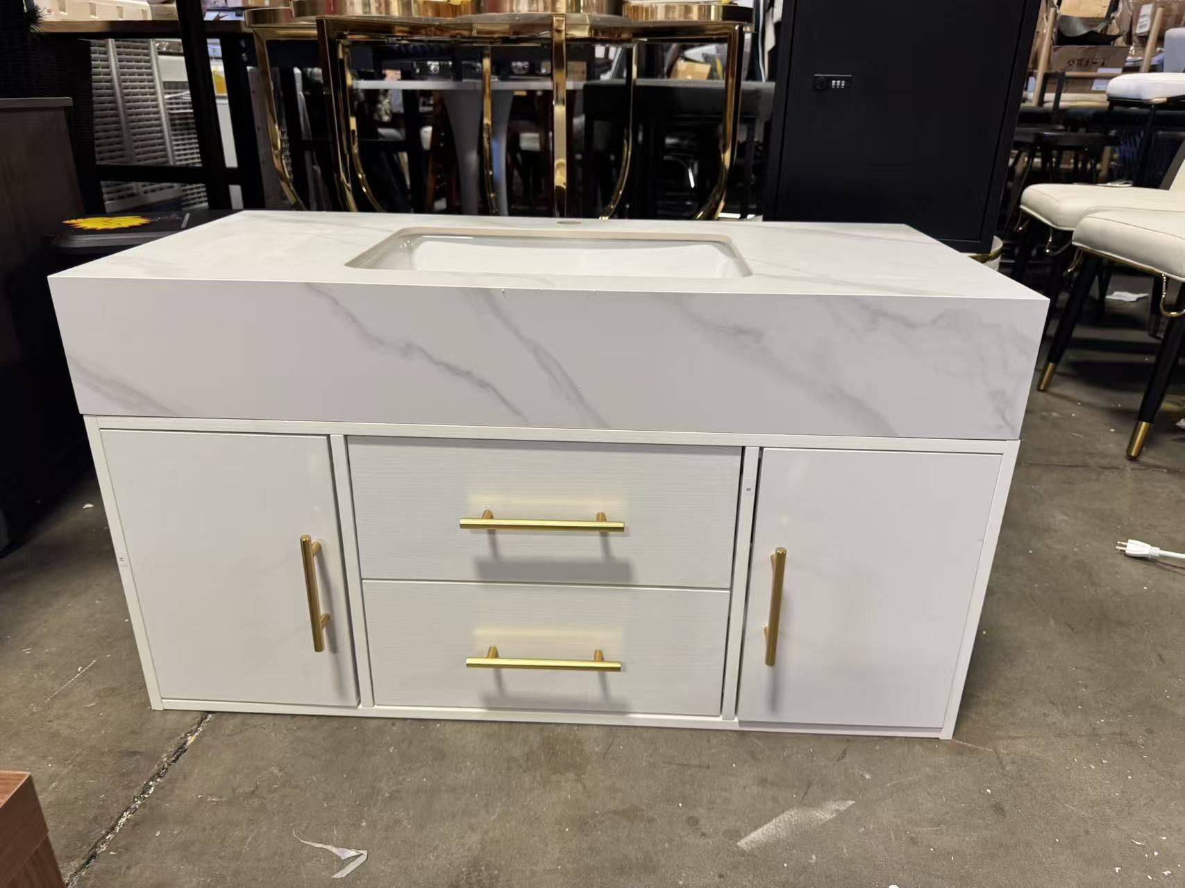 Bathroom Vanity Set 39.4" Modern Floating Sintered Stone Bathroom Vanity White With Sink $400