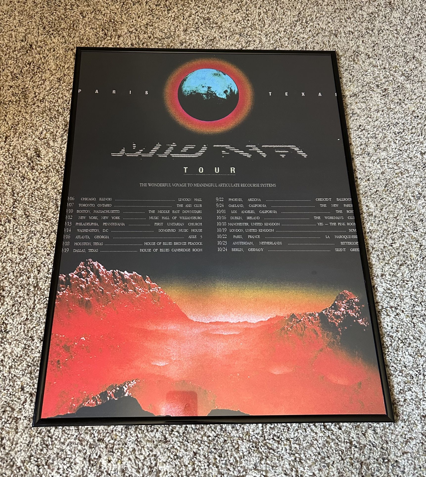 Paris Texas Mid Air Tour Framed Poster