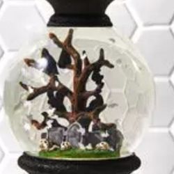 2021 Bath and Body Works Water Globe Cemetery Pedestal 3 Wick Candle Holder 
