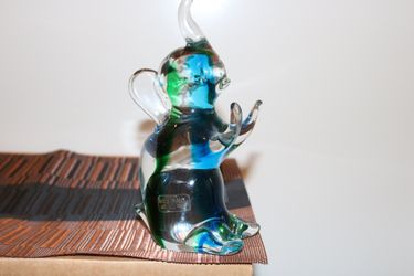 Authentic Venezia Cristallo Murano 8” Rearing Elephant, purchased in Venice, Italy at the isle of Murano Factory. 