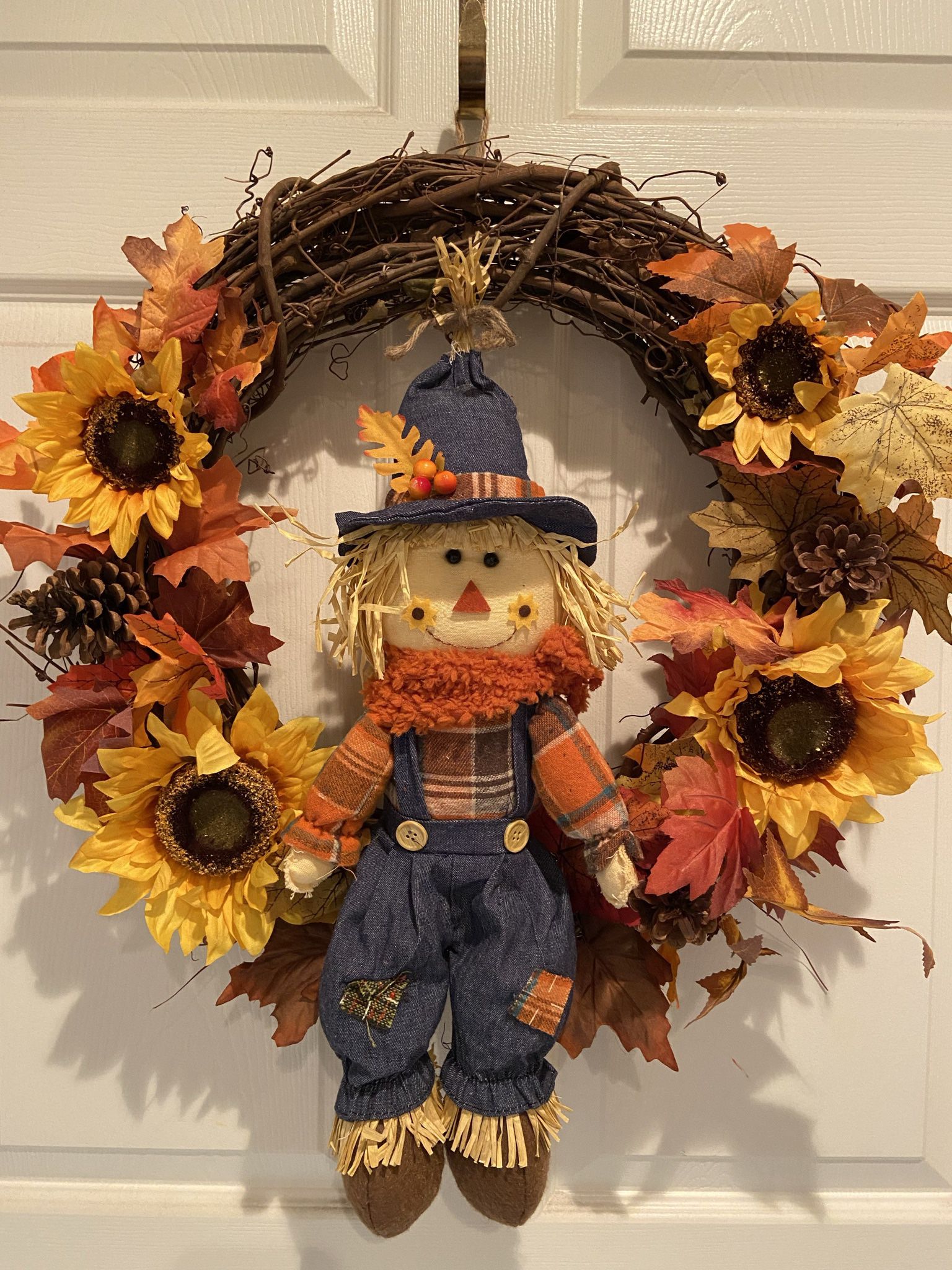 Fall Scarecrow and Sunflower wreath 