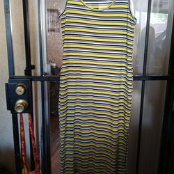 Rouge Dress- Size 1X- Yellow, White & Black Stripes!