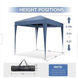 10x10 EZ Pop Up Canopy Tent, Instant Canopy with 4 Removable Sidewalls, Carry Bag - NEW IN BOX