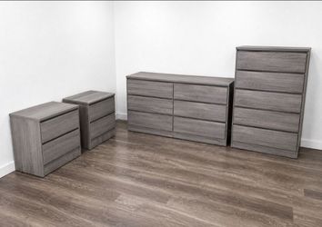 Dresser,  Chest And 2 Nightstands  - Cómoda,  Gavetero Y 2 Mesitas de noche