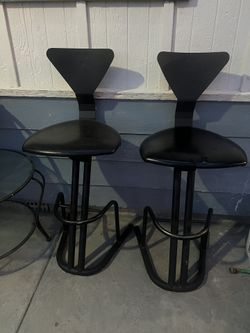 Set Of 2 Bar Stools Counter Height Black Color