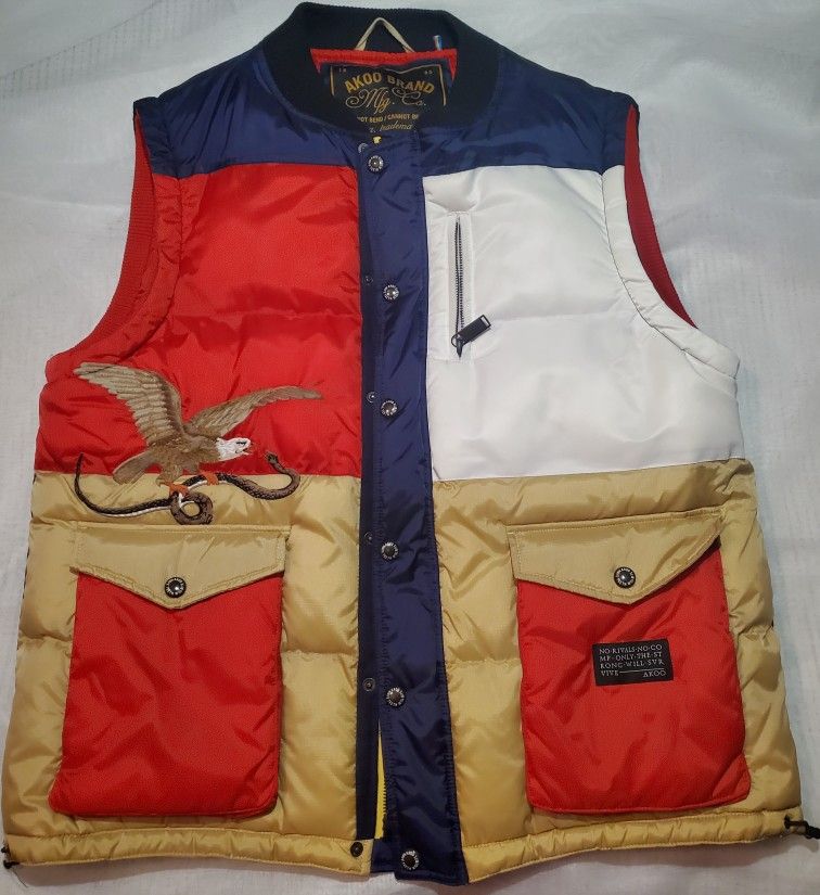 Akoo Brand Eagle and snake puffer vest