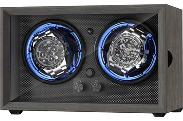 ALTIUS Watch Winder for Automatic Watches,Double Automatic Watch Winder Box with Active Quiet Motor,Blue Light Smart Dual Rotation Modes Individual Co