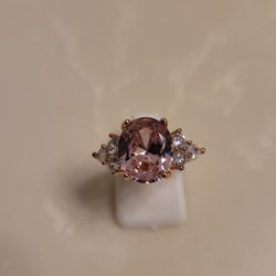 Rose Gold CZ and Pink Sapphire Ring Size 6