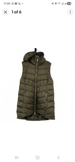 Athleta Green Puffer Vest with Faux Fur Lined Hood | Women’s L