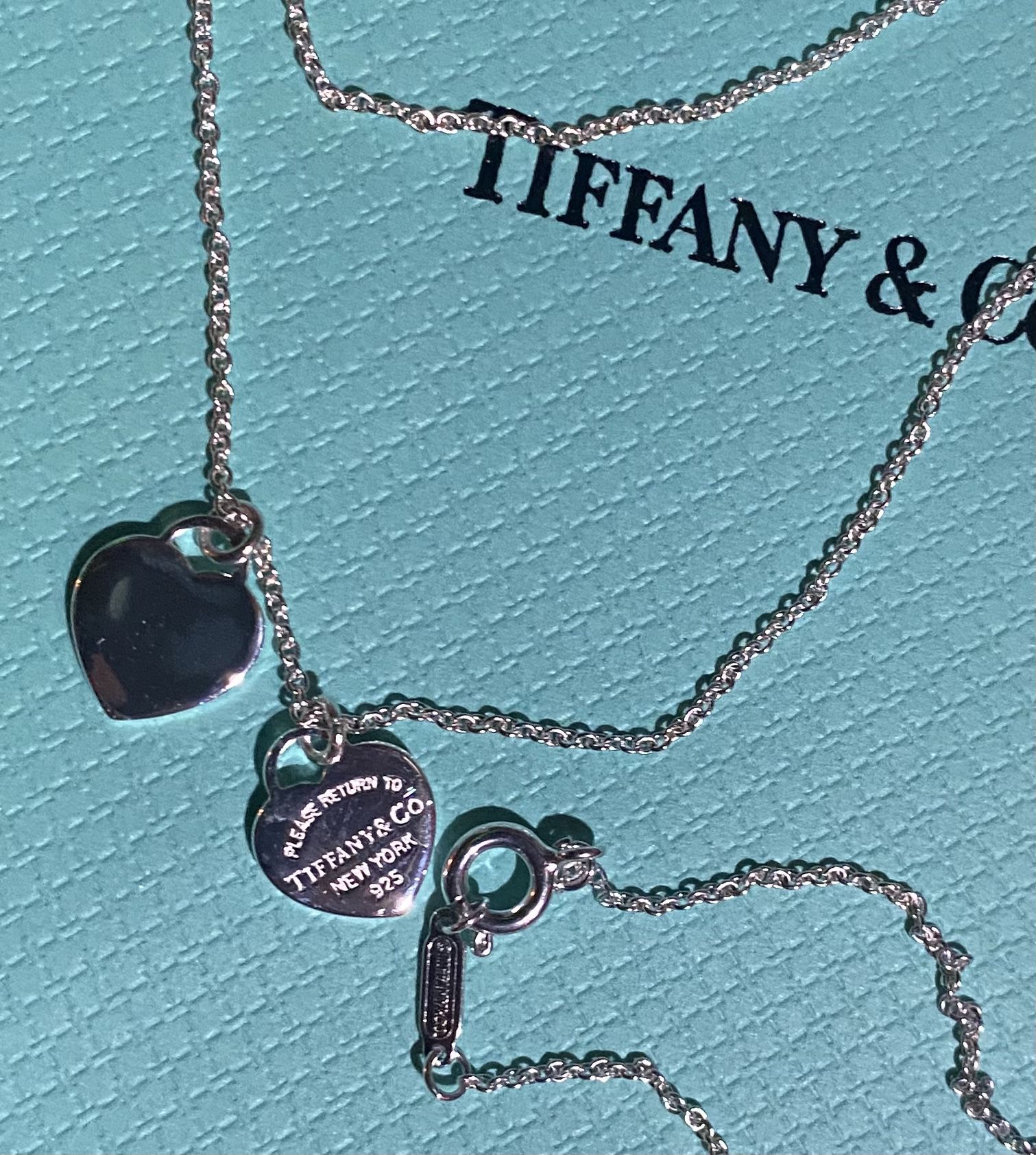 Tiffany And Co Double Heart Charm Necklace 925