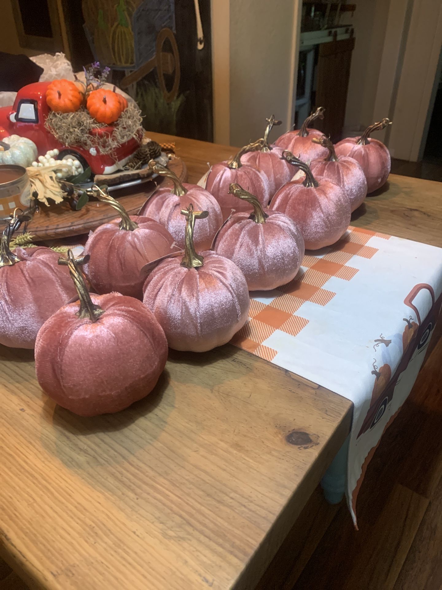 12 Velvet pumpkins pink mauve Table Decor Wedding Fall  