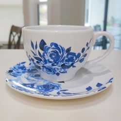 Teleflora Dutch Garden Roses Teacup and Saucer Blue Roses