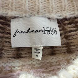 Cream and pink vintage fair isle knit cardigan knit