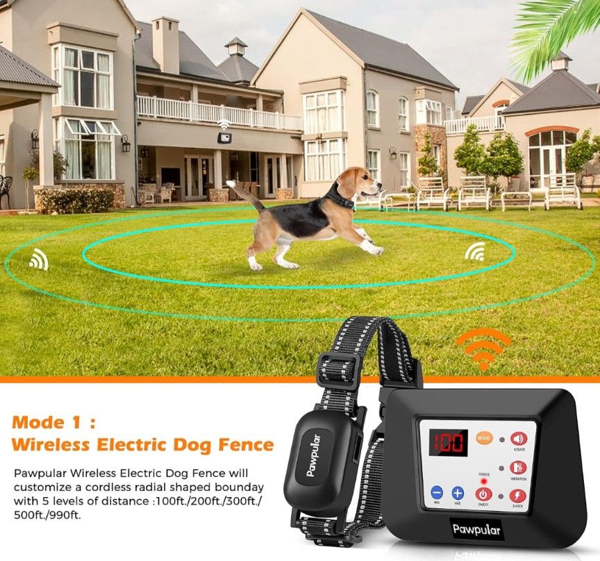Wireless Dog Fence System, Electric Fence for Dog Training