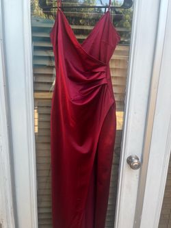 Red satin formal dress