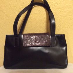 Claudia Purse Genuine Leather Made In Italy .  Black & Brown.  12x7x4 “