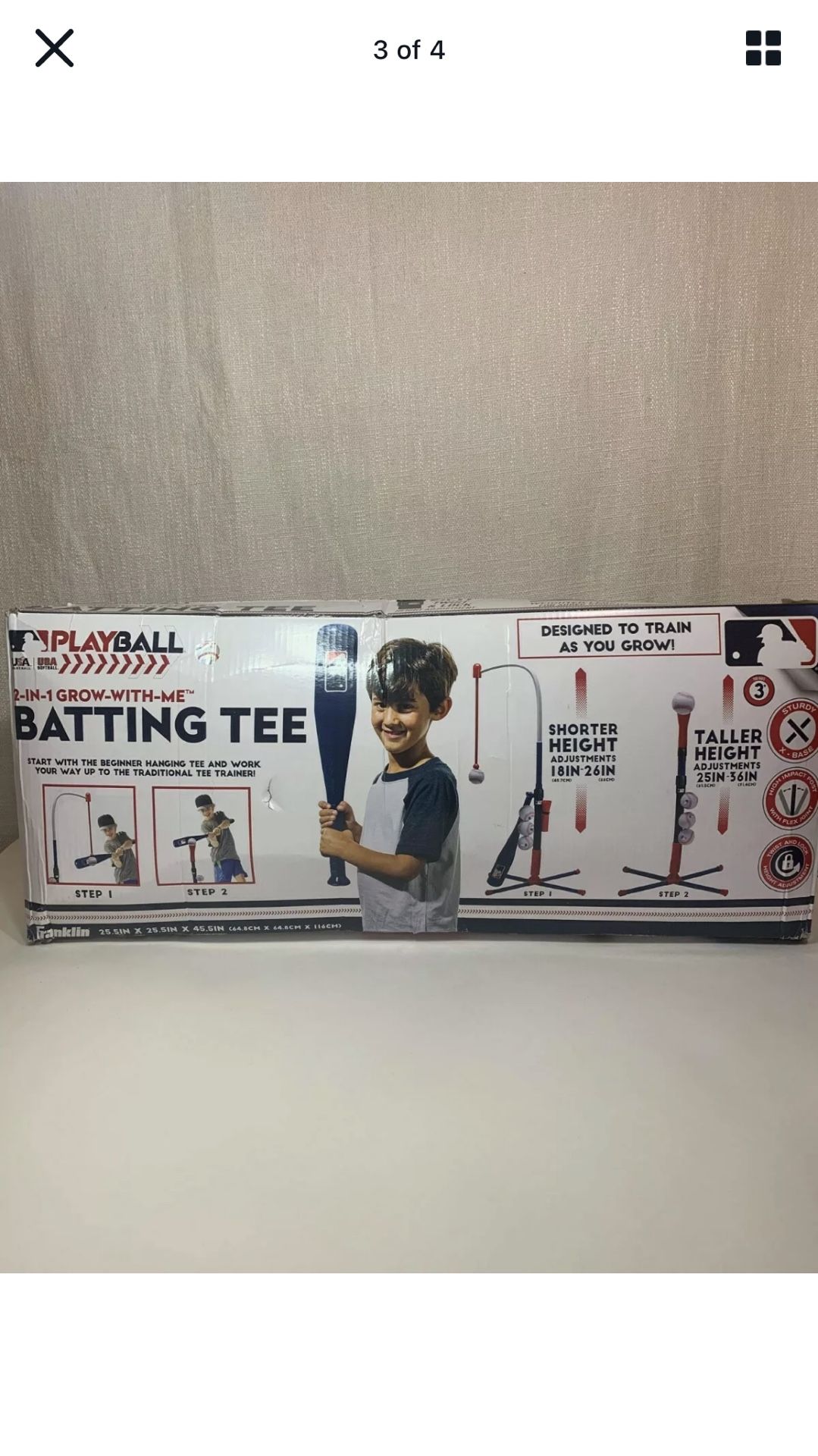 Franklin Sports MLB Playball 2 in 1 Grow With Me Batting Tee