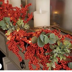 4' Illuminated Berry and Eucalyptus Garland by Valerie