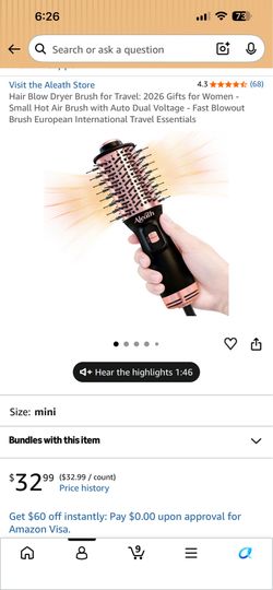 Mini Hair Blow Dryer Brush for Travel