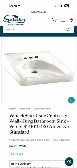 WHEELCHAIR LAVY WALL HUNG 27 X 20 4" CENTERS MURAL - 27X20 4 " CENTRE COLGADO DE PARED 27 X 20 CTRS 4" (contact info removed).020 WHITE