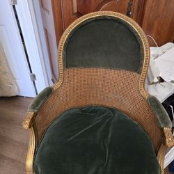 Beautiful  Velvet and Cane Chair