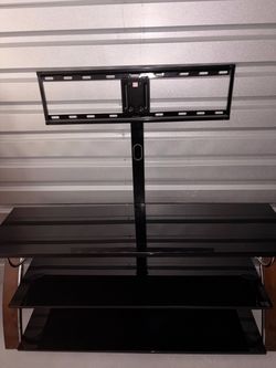 3-Tier Black Glass TV Stand with Mount TV comes with