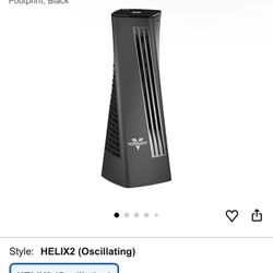 Vornado HELIX2 Personal Tower Fan with 2 Speed Settings, Illuminated Touch Controls, 70-Degrees of Oscillation, Small Footprint, Black