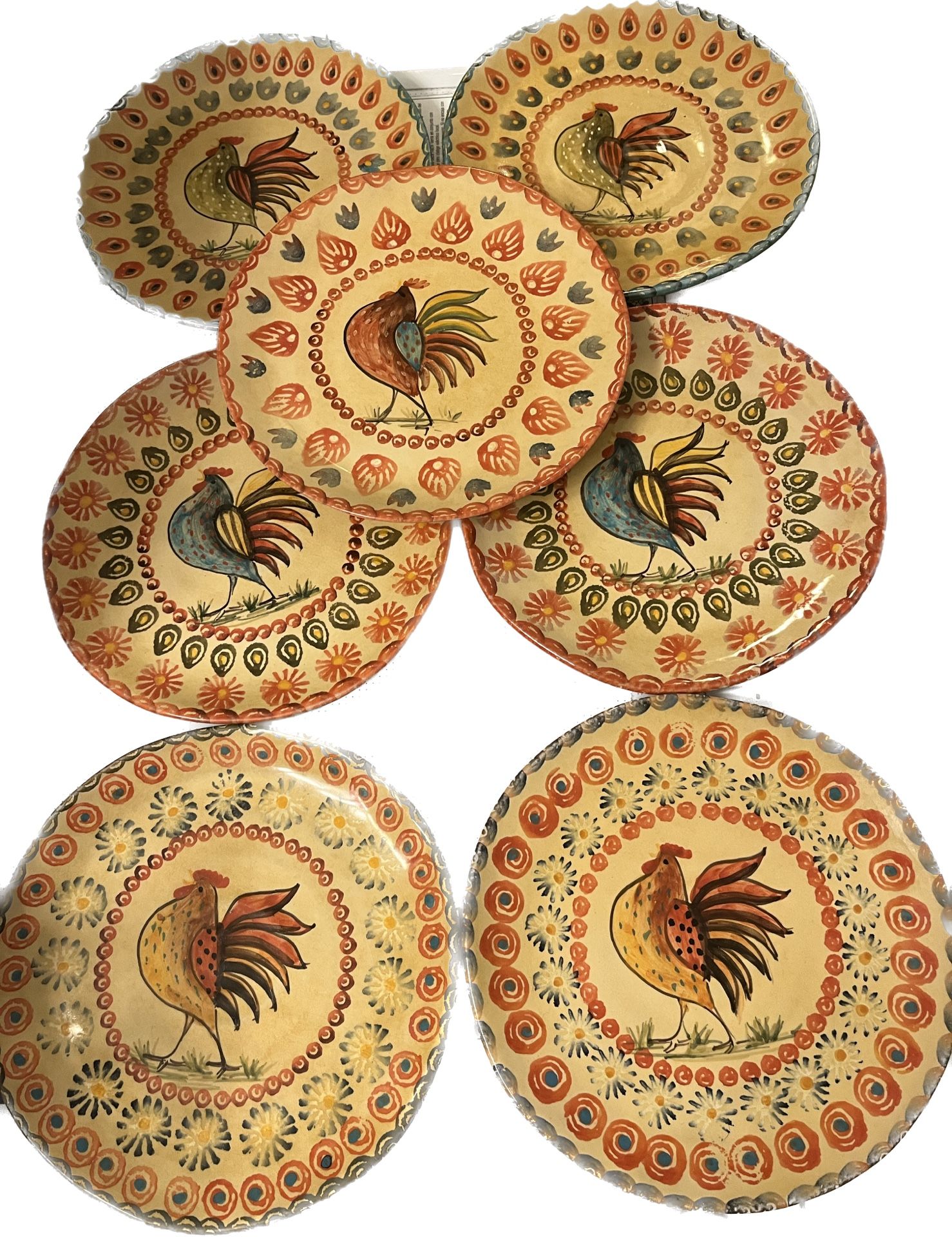 Vintage Ceramic Plates Horchow Made in Italy Rooster No Trim Various Designs Sold by Piece Rare!