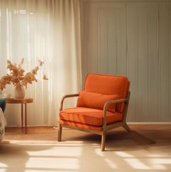 ry Modern Accent Chair, Soild Wood Padding Lounge Armchairs Side Sitting Chairs for Living Room, Bedroom, Guest Room