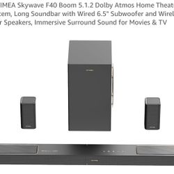 Brand New In Box F40 Sound Bar And Subwoofer W Rears