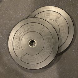 Rogue Fitness Pair Of 25 Lb Olympic Rubber Bumper Weight Plates
