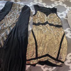 Gold And Black Sequence Dress 