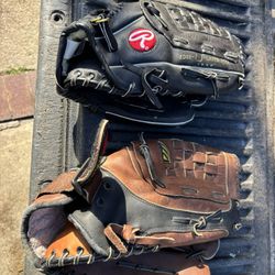 Baseball Gloves, Mizuno And Rawlings, 13 And 14 Inches And Softball And Baseball