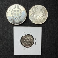 3 Olympics Silver Coins 