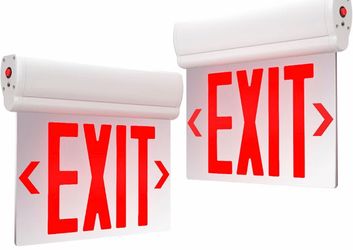 (AAAA-36) 2 Pack Red LED Double-Sided Exit Sign with Battery Backup,Exit Sign for Business,Easy To Install,UL Certified,AC 120/277V